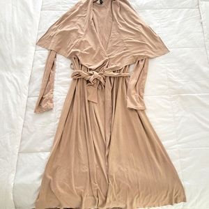 Tan, Long Sleeve, Coverup w/ Tie